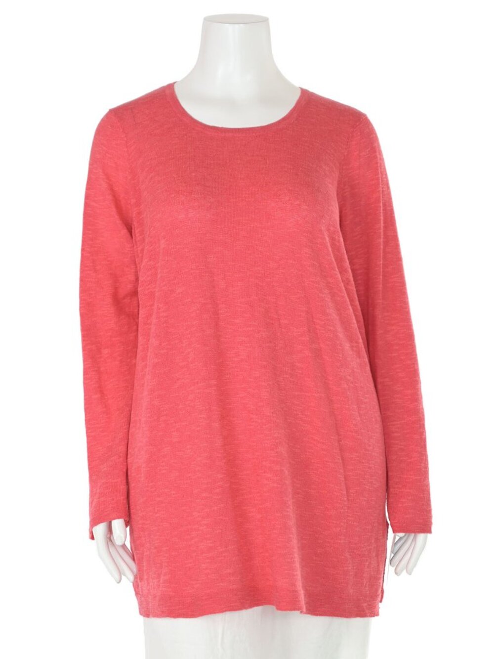 Eileen Fisher Coral Slubbed Linen Knit Scoop Neck Tunic Sweater Women's sz L